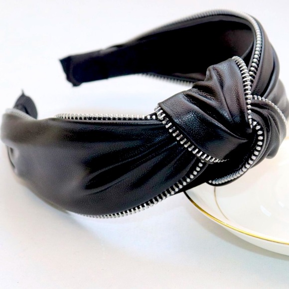 2 FOR $30! Vintage Faux Leather Zipper Headband | Women's Hair Accessories - Picture 5 of 8